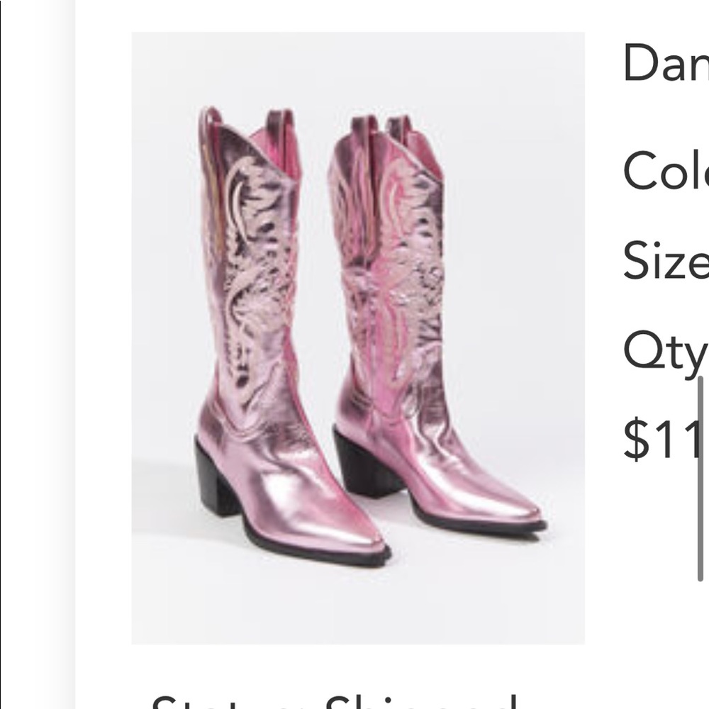 Pink Metallic Cowboy Boots